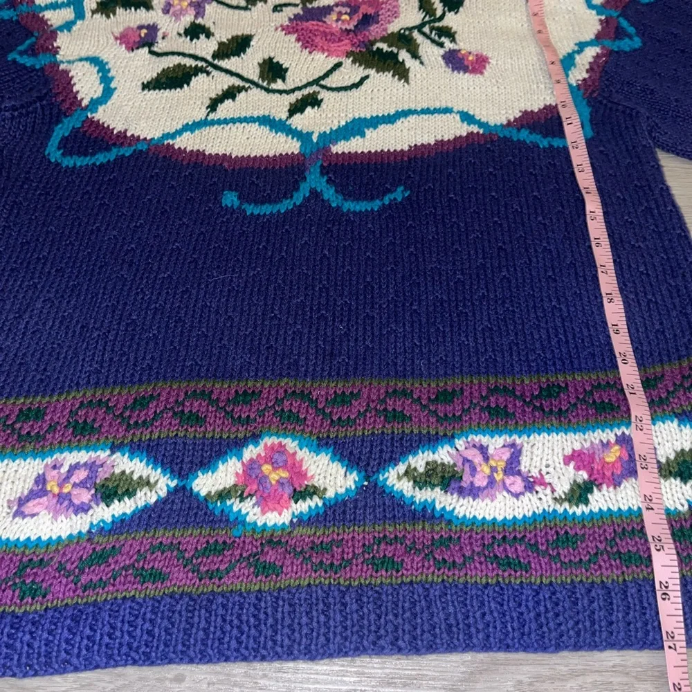 Vintage Floral Thick Knit Northern Isles Cotton Sweater XL